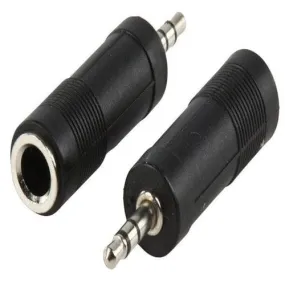 Adaptador Audio Jack 6.35 Mm Hembra  A 3.5 Mm Macho  Negro
