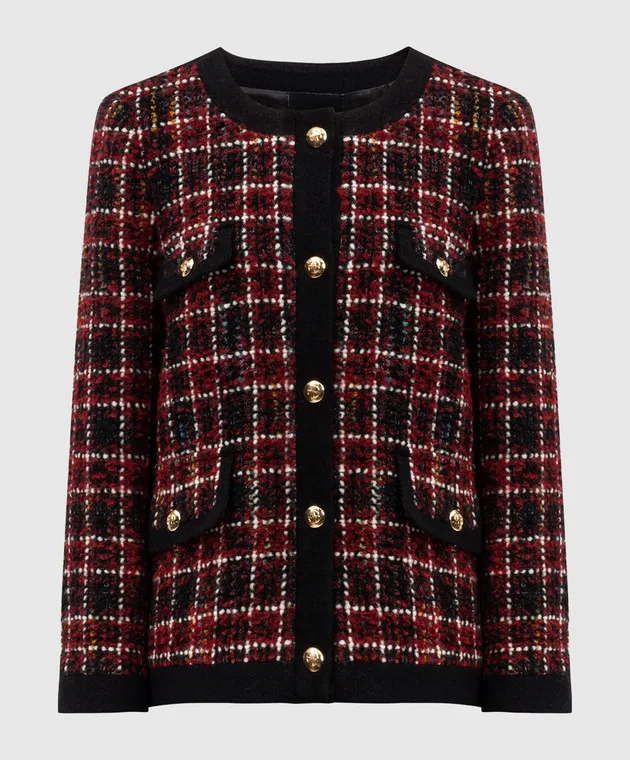 Anine Bing Burgundy tweed jacket with checked wool