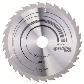 Bosch - Speedline Wood - Hoja de sierra circular,madera, 210x30x2.4mm, 30 dientes