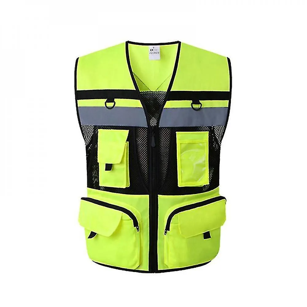 Chaleco de seguridad reflectante de alta visibilidad Chalecos de seguridad con bolsillo con cremallera Forro de malla Transpirab