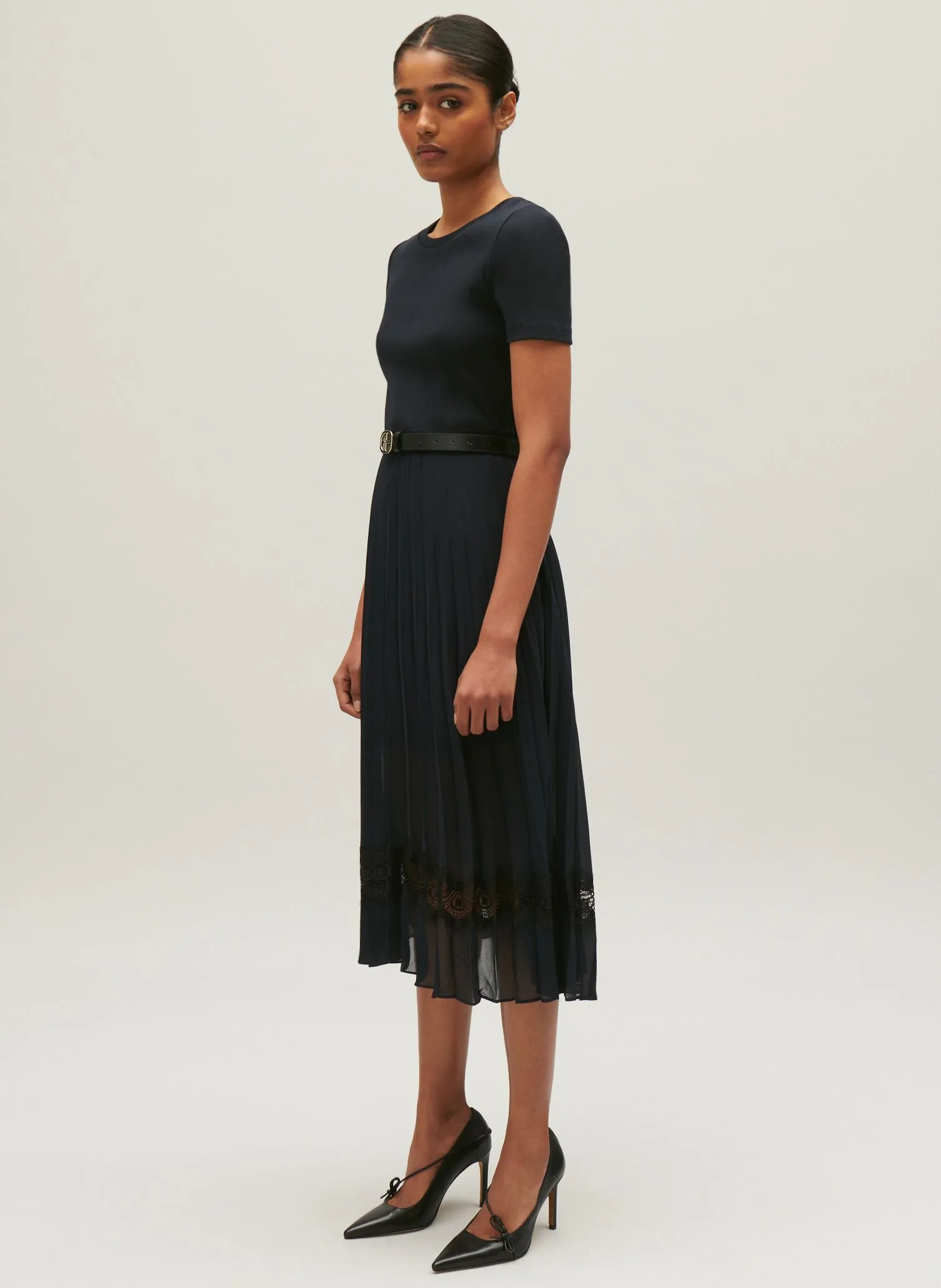 CLAUDIE PIERLOT Vestido largo con falda plisada en multicolor