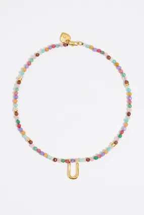 Collar letra U piedras multicolores