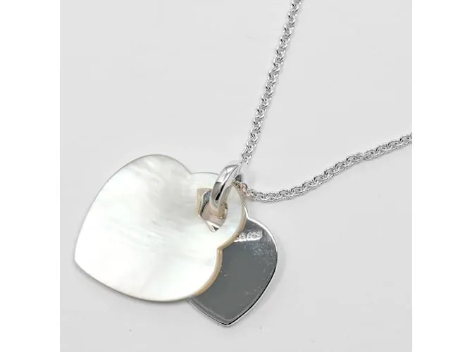 Collar Regreso a la Etiqueta de Doble Corazón Tiffany & Co. Plata 