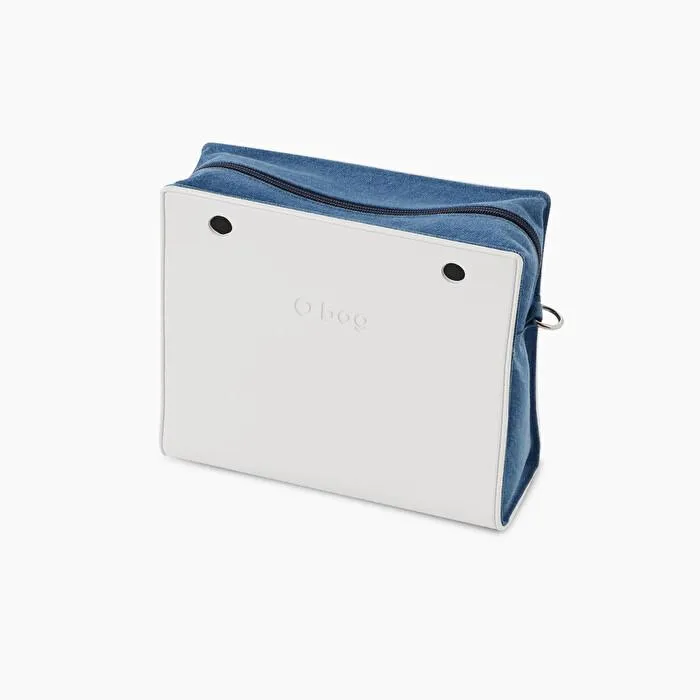 Cuerpo de tejido denim leche con cremallera O bag double