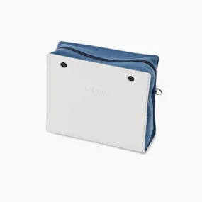 Cuerpo de tejido denim leche con cremallera O bag double