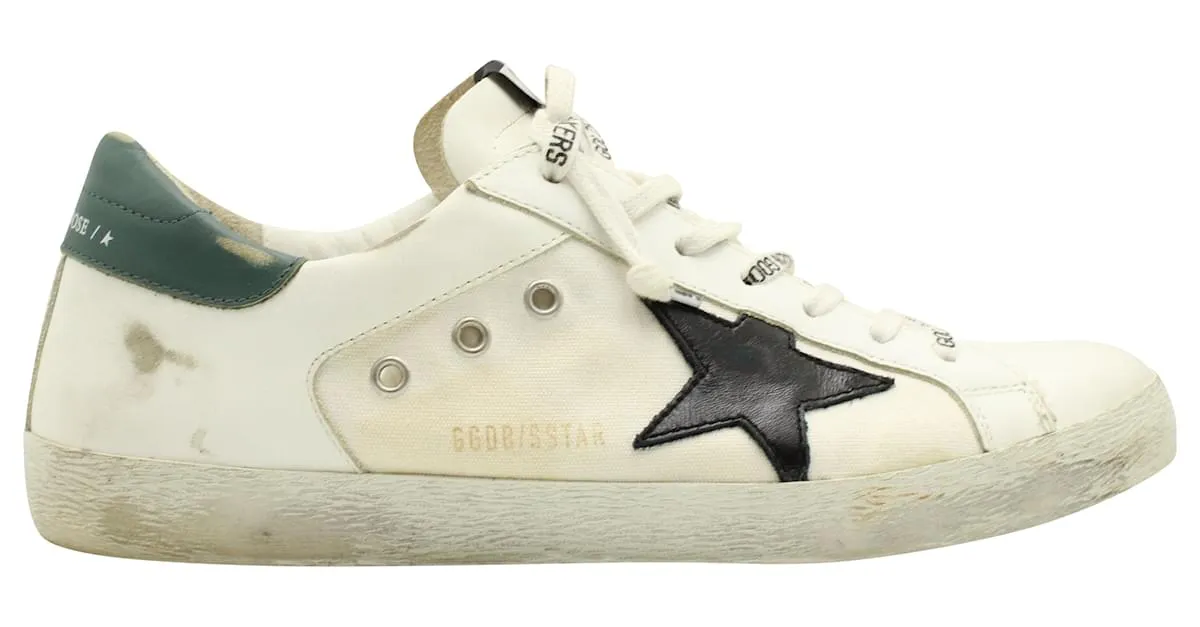 Golden Goose Super-Star Low Top Sneakers en Cuero Blanco Crudo 