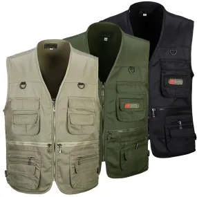 Hombres Multi bolsillo utilidad cargo chaleco chaleco pesca viajar chalecos de trabajo chaqueta para actividades al aire libre