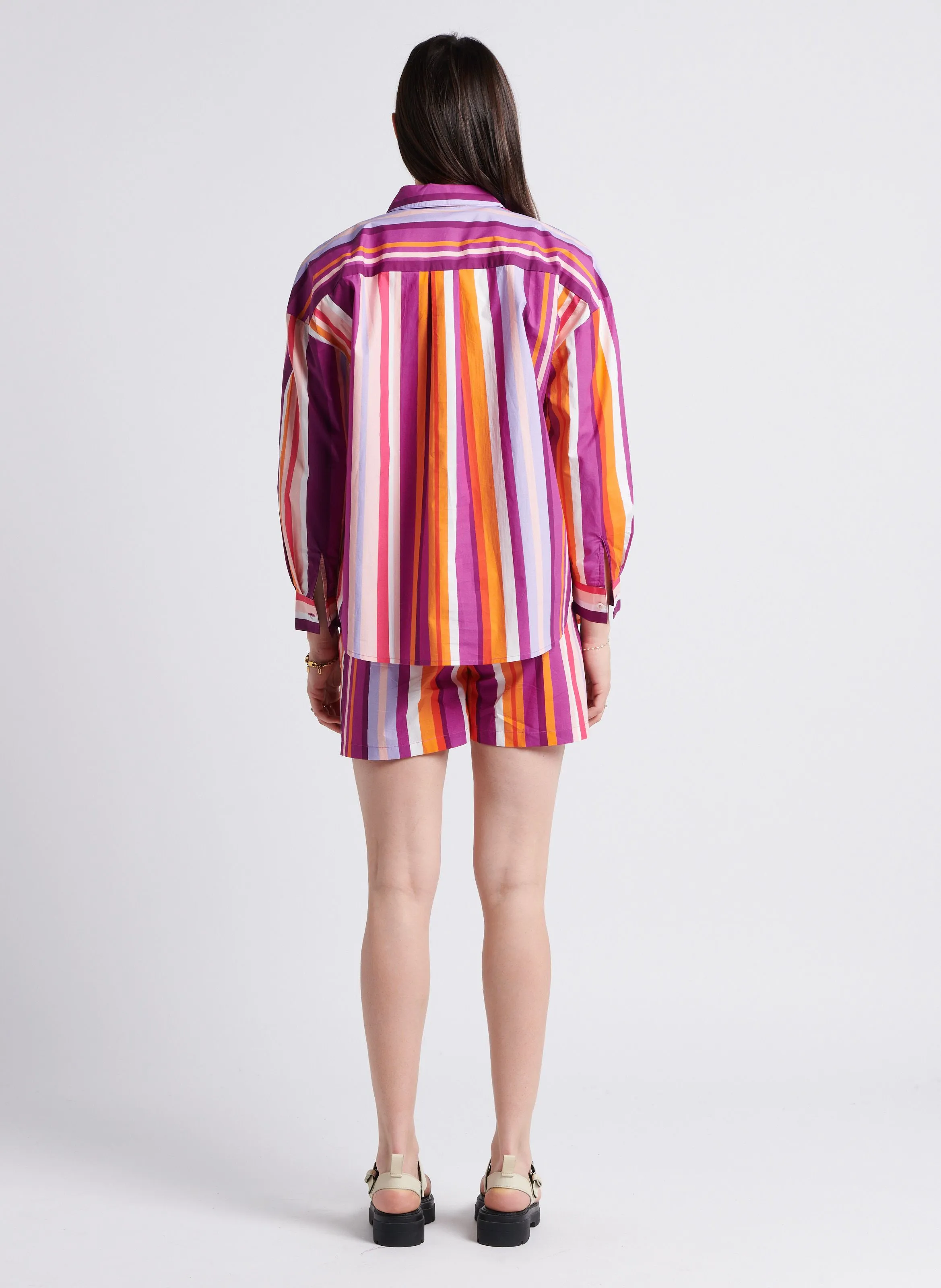 LA PETITE ETOILE COLARI - Camisa holgada de algodón a rayas en multicolor