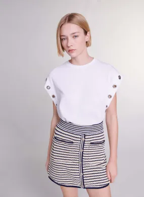MAJE Falda ajustada de talle alto de jacquard estampado en azul