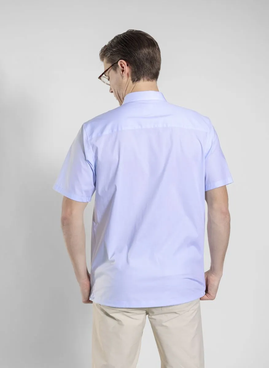NEW MAN TRIP - Camisa recta de mezcla de algodón con cuello clásico en azul