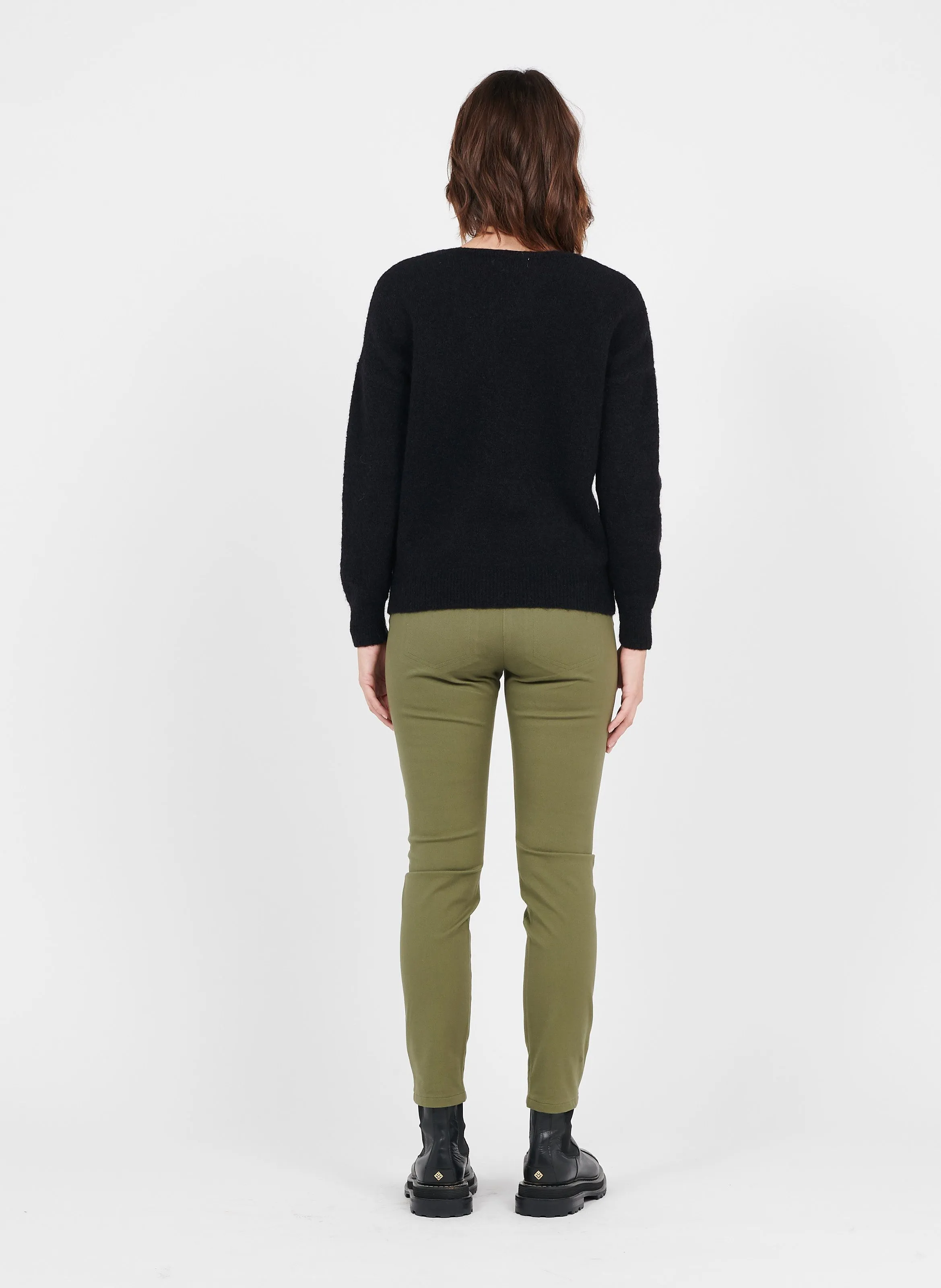 Pantalón slim de mezcla de algodón en caqui
