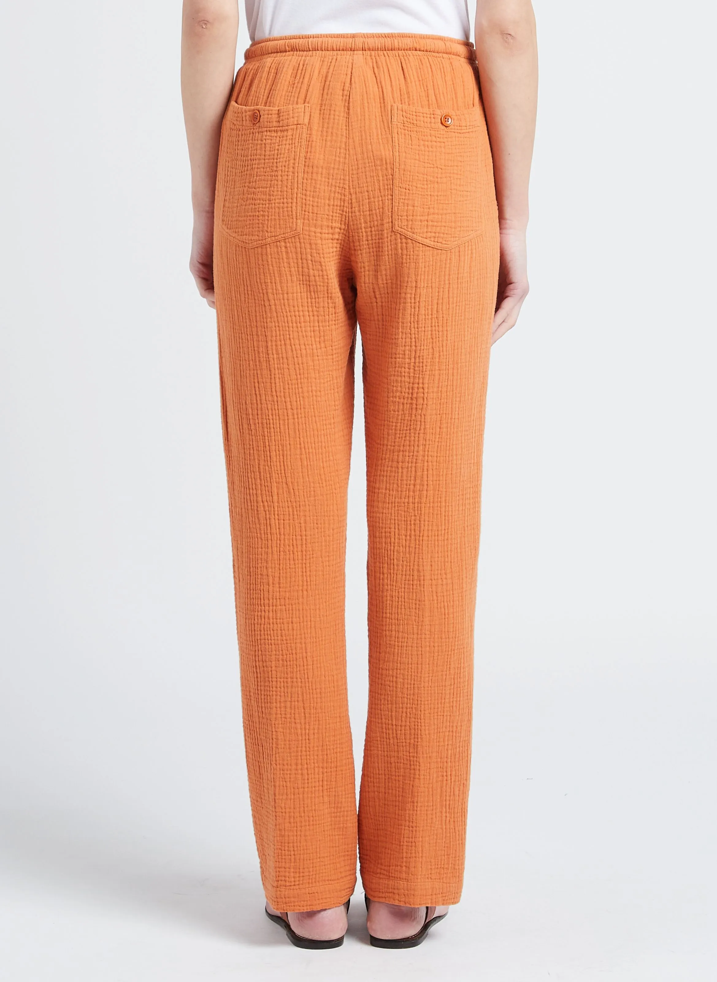 POMA - Pantalón recto de algodón en naranja