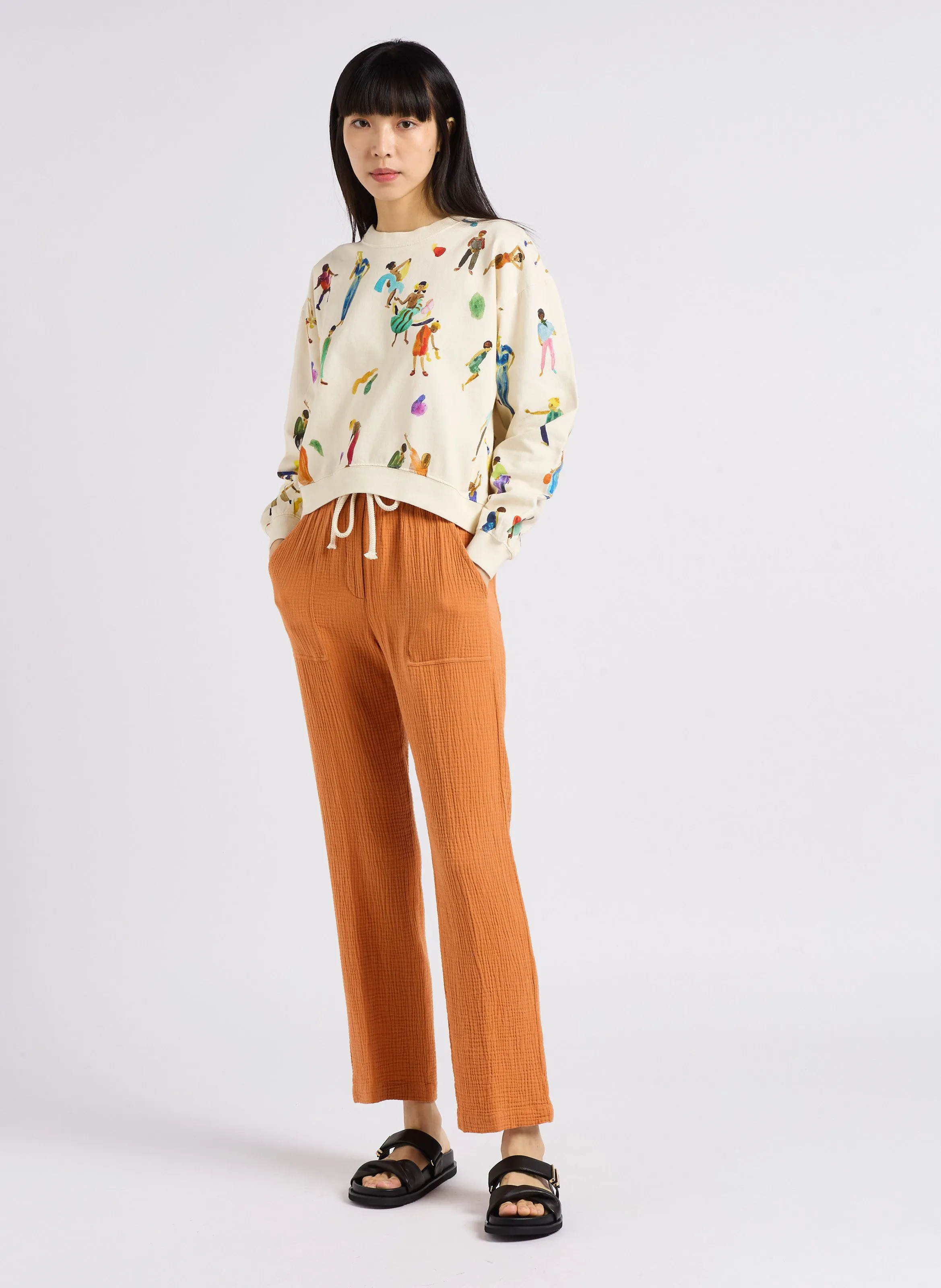 POMA - Pantalón recto de algodón en naranja