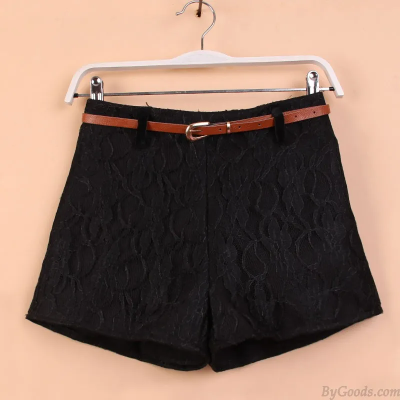 Unique Crochet Woolen Shorts With Belt
