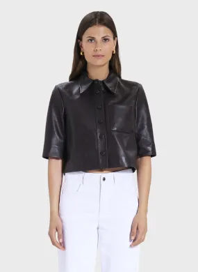 ZAPA CELINA - Camisa recta de efecto cuero en marron