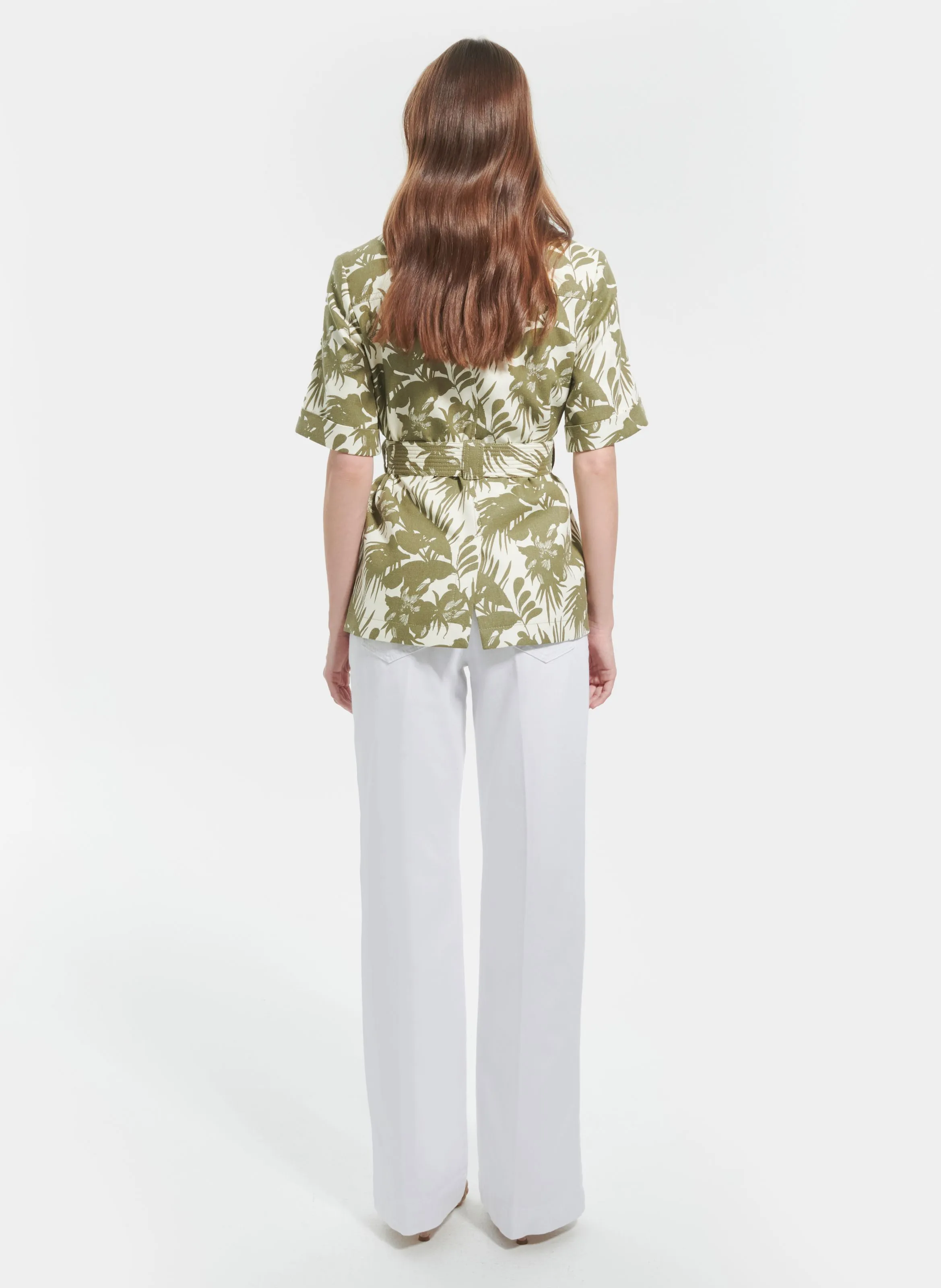 ZAPA VALKA - Camisa de lino mezclado estampada con múltiples bolsillos en multicolor